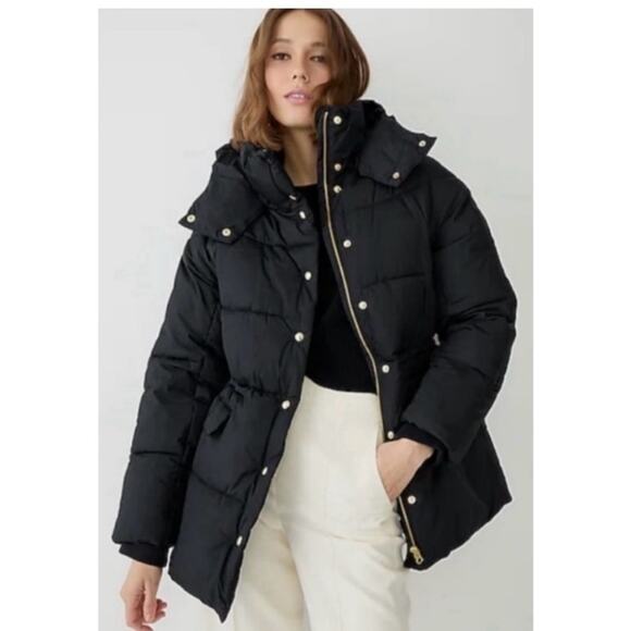 J crew Chateau Puffer Jacket black warm preppy ski winter coat water repellent S - Picture 15 of 15